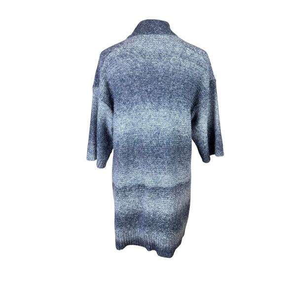 Chico's Sz 2 Blue Gray Knit Wool Blend Zip Up Long Cardigan Layering Sweater - Picture 3 of 12